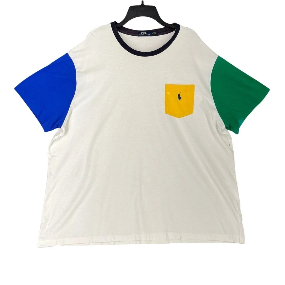 Polo Ralph Lauren Pocket Tee Shirt Men 2XB Colorblock Logo Casual Streetwear‎